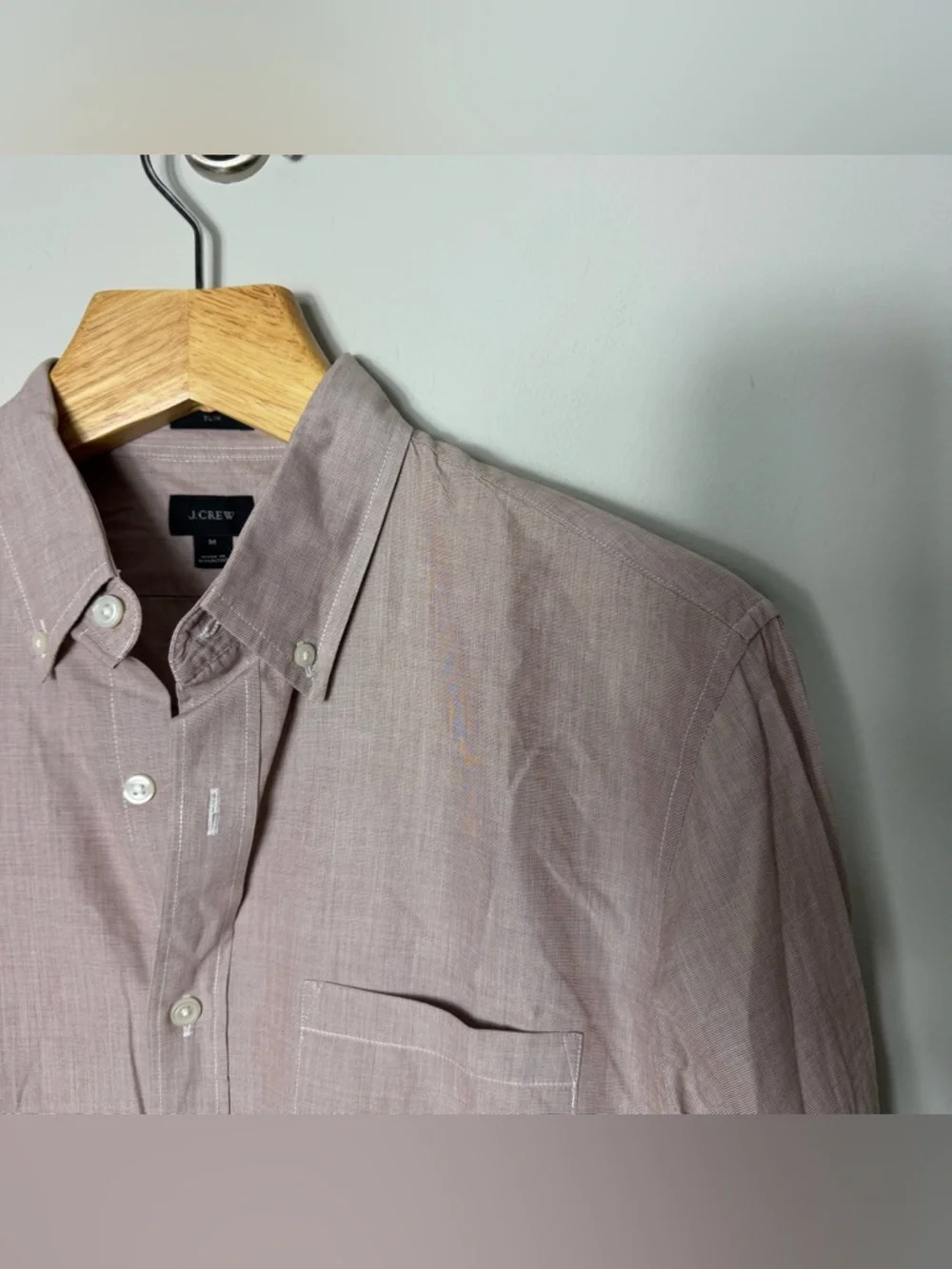 J. Crew Men’s Cotton Poplin Button Down Shirt Long Sleeve Brown Checked 1000